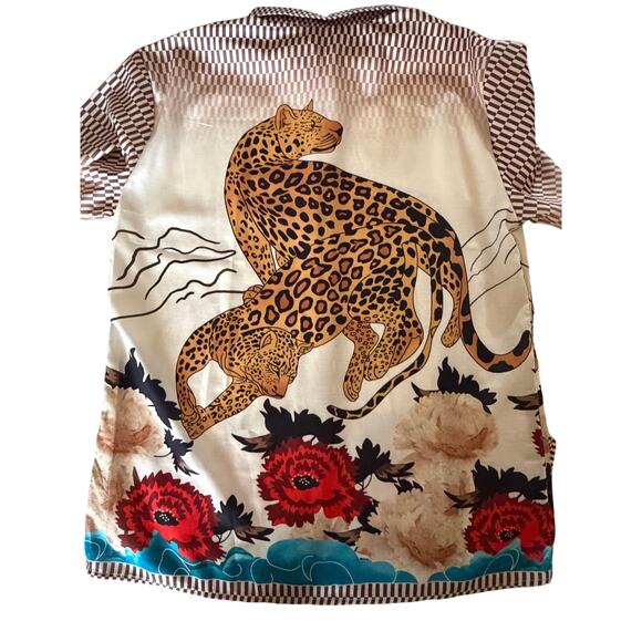 Wild Patter Print Boutique Wide Leg Pant Lounge Set size Small NEW - Picture 8 of 12